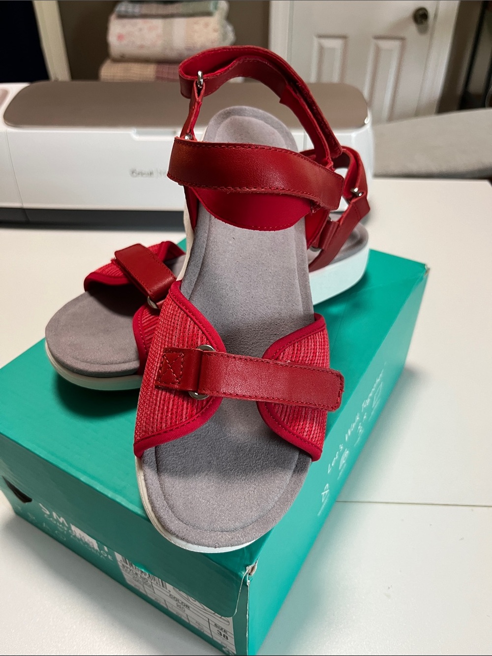 Alegria Women’s Red and Gray Sandals size 38